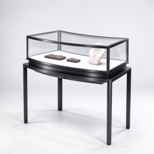 Black titanium curved jewelry counter right 45 view