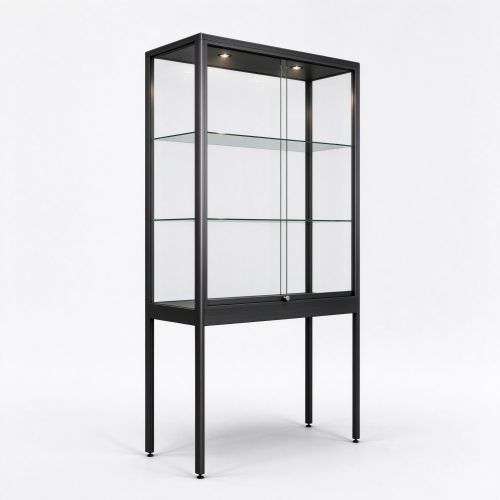 Black titanium square vitrine right 45 view