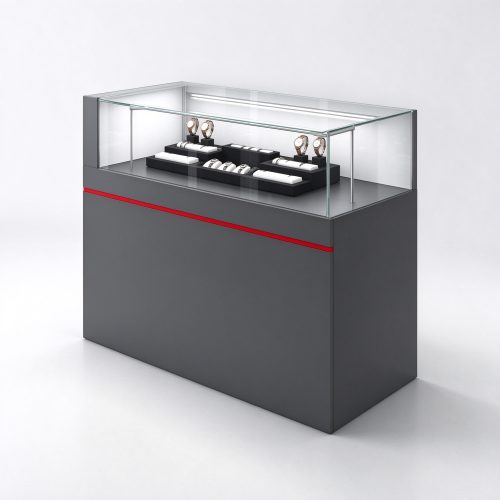 Gray red-stripe watch counter right 45 view