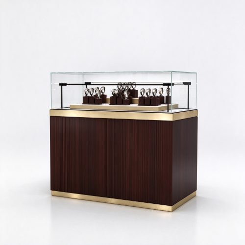 Fluted wood watch counter right 45 view