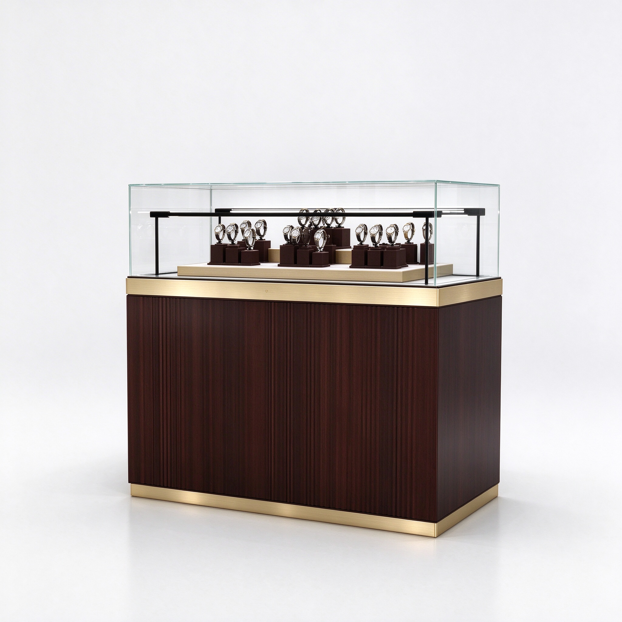 Fluted wood watch counter right 45 view