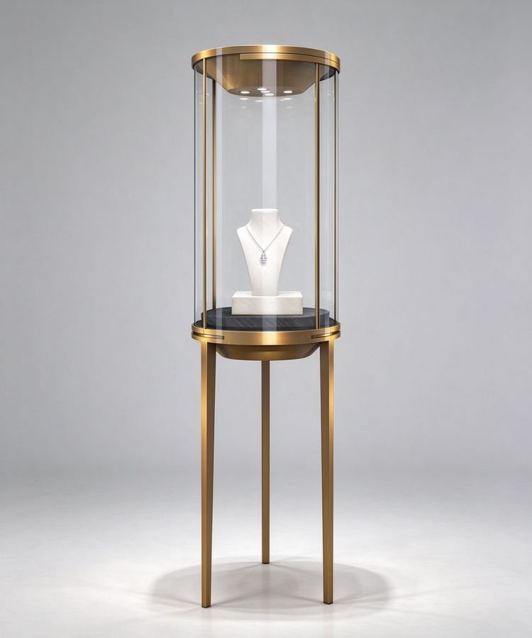 curved jewelry display showcase