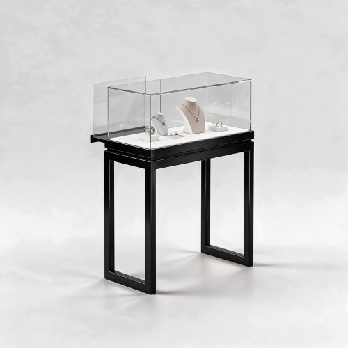 black metal glass stand
