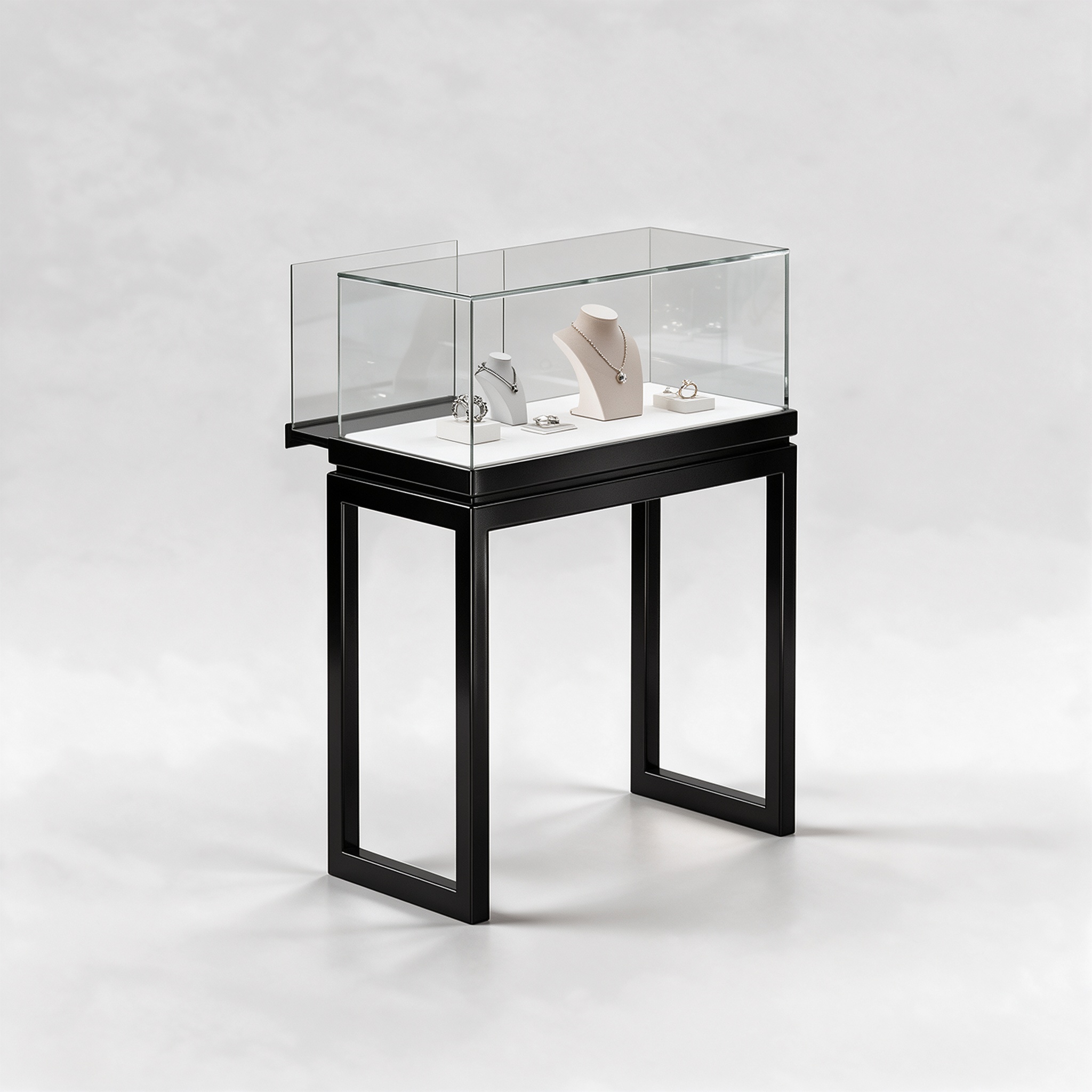 black metal glass stand