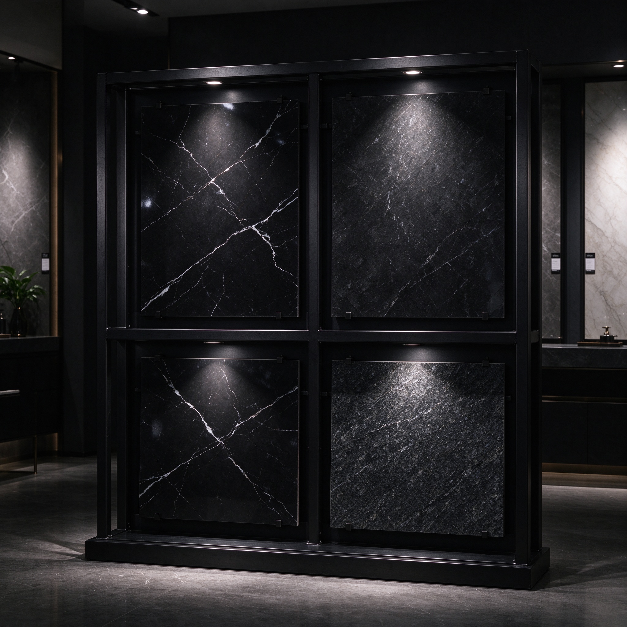 black marble display rack
