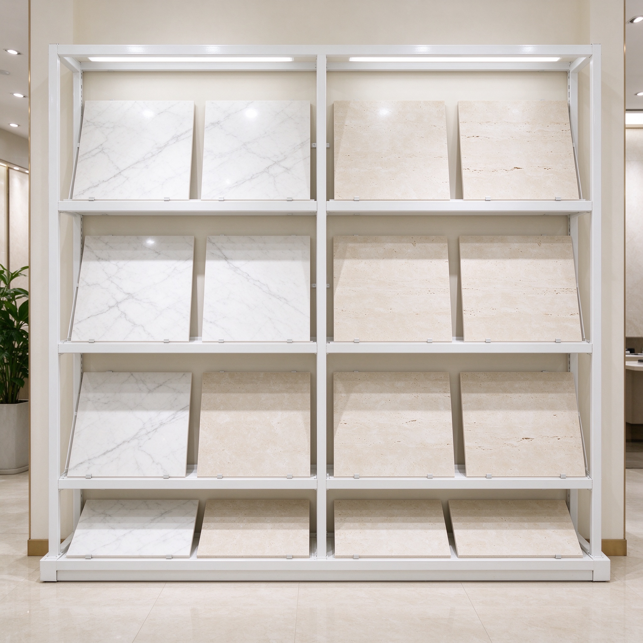 white marble display stand