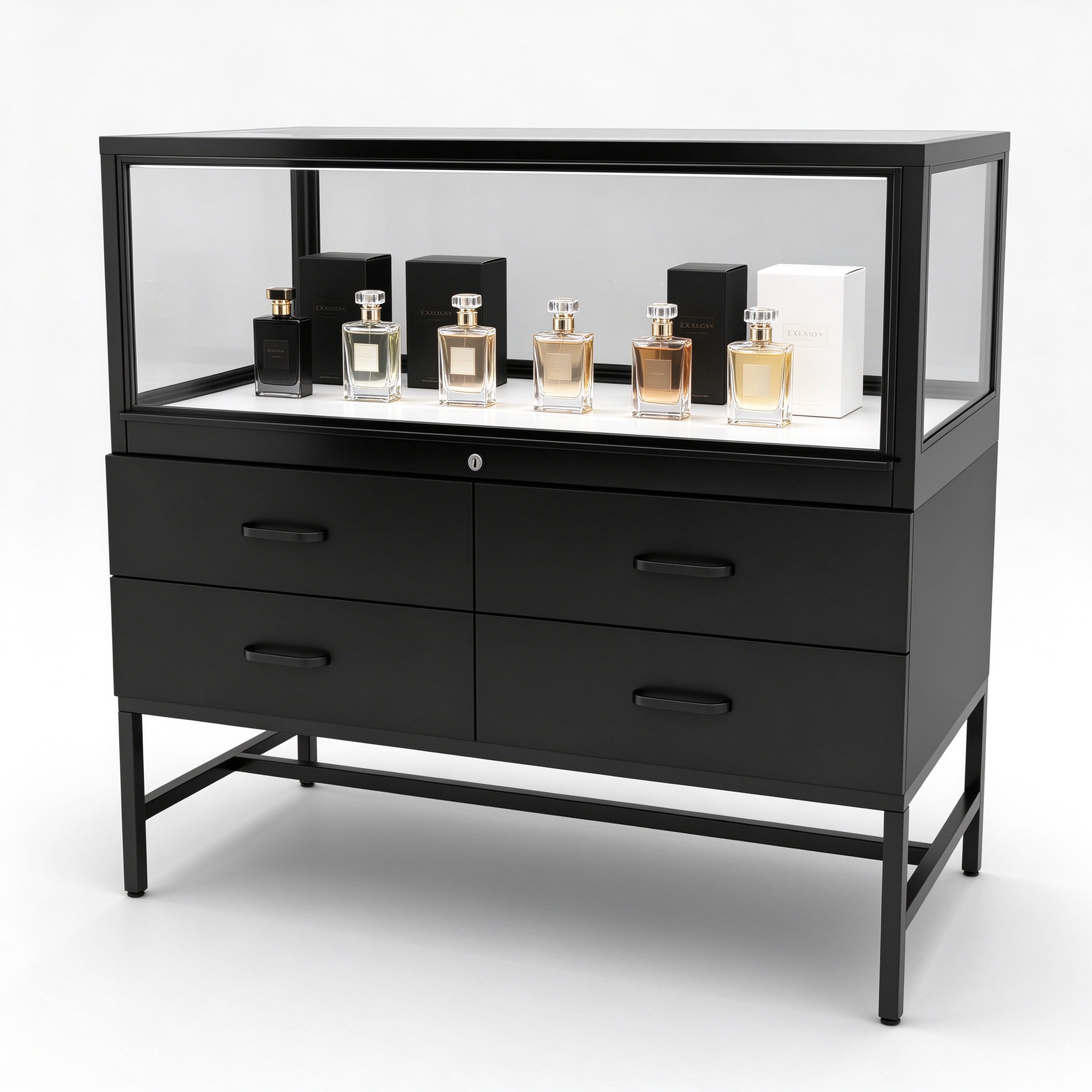 black glass counter