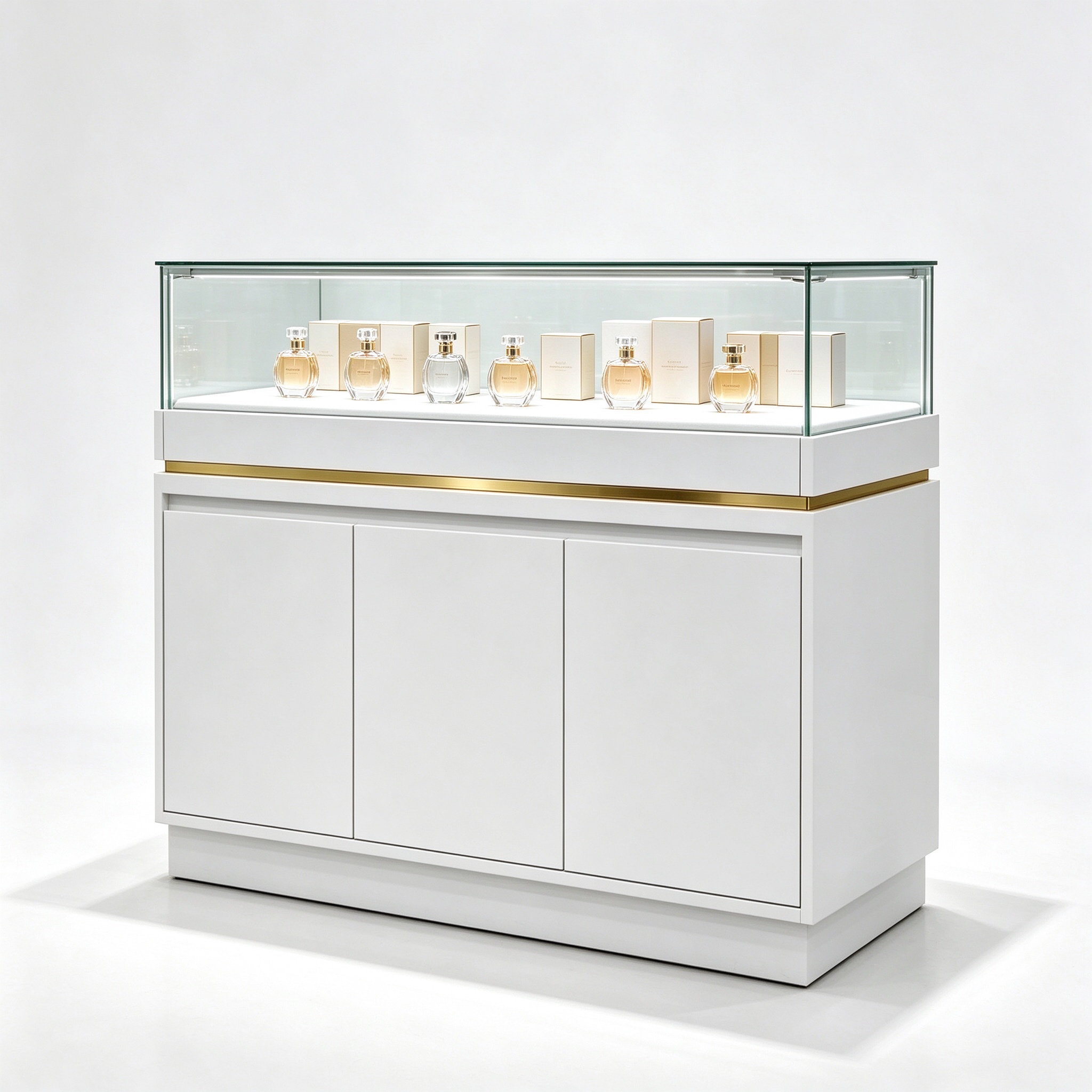 white glass counter