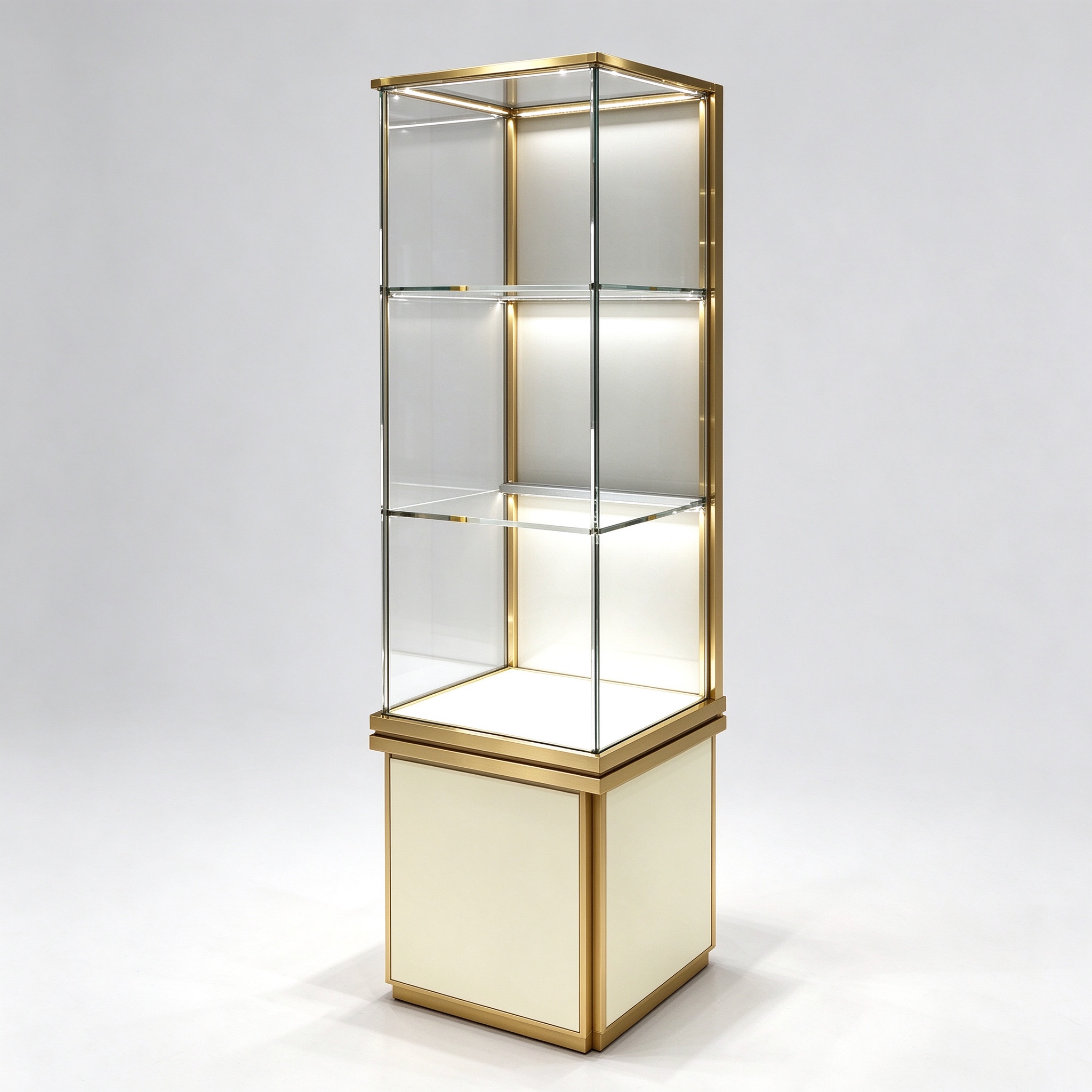 gold glass tower showcase