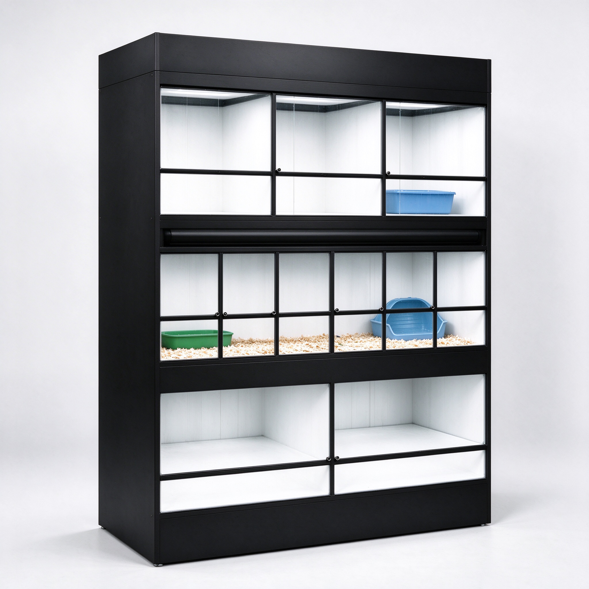 Small animal habitat display rack left angle view