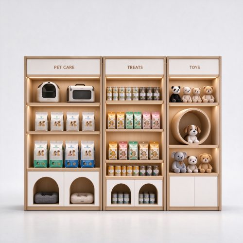 PET CARE TREATS TOYS wall display front view