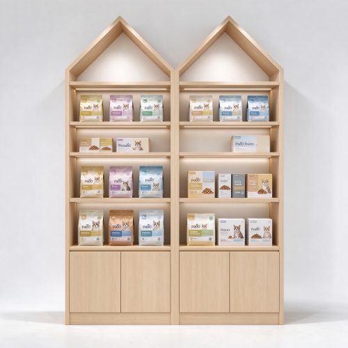 Two bay house roof display unit front view