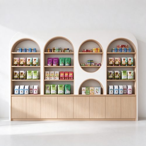 Mixed size arch compartment display front view