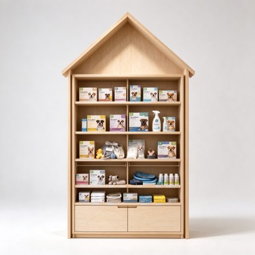 Four shelf house frame display front view