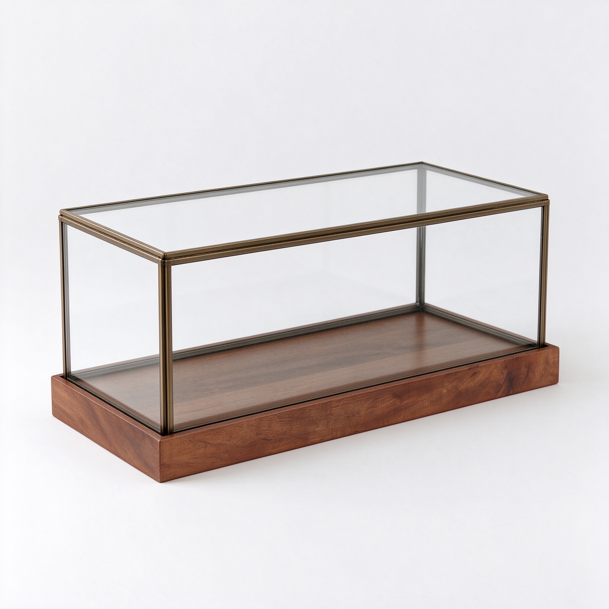 Countertop wooden glass display case right 45 degree view