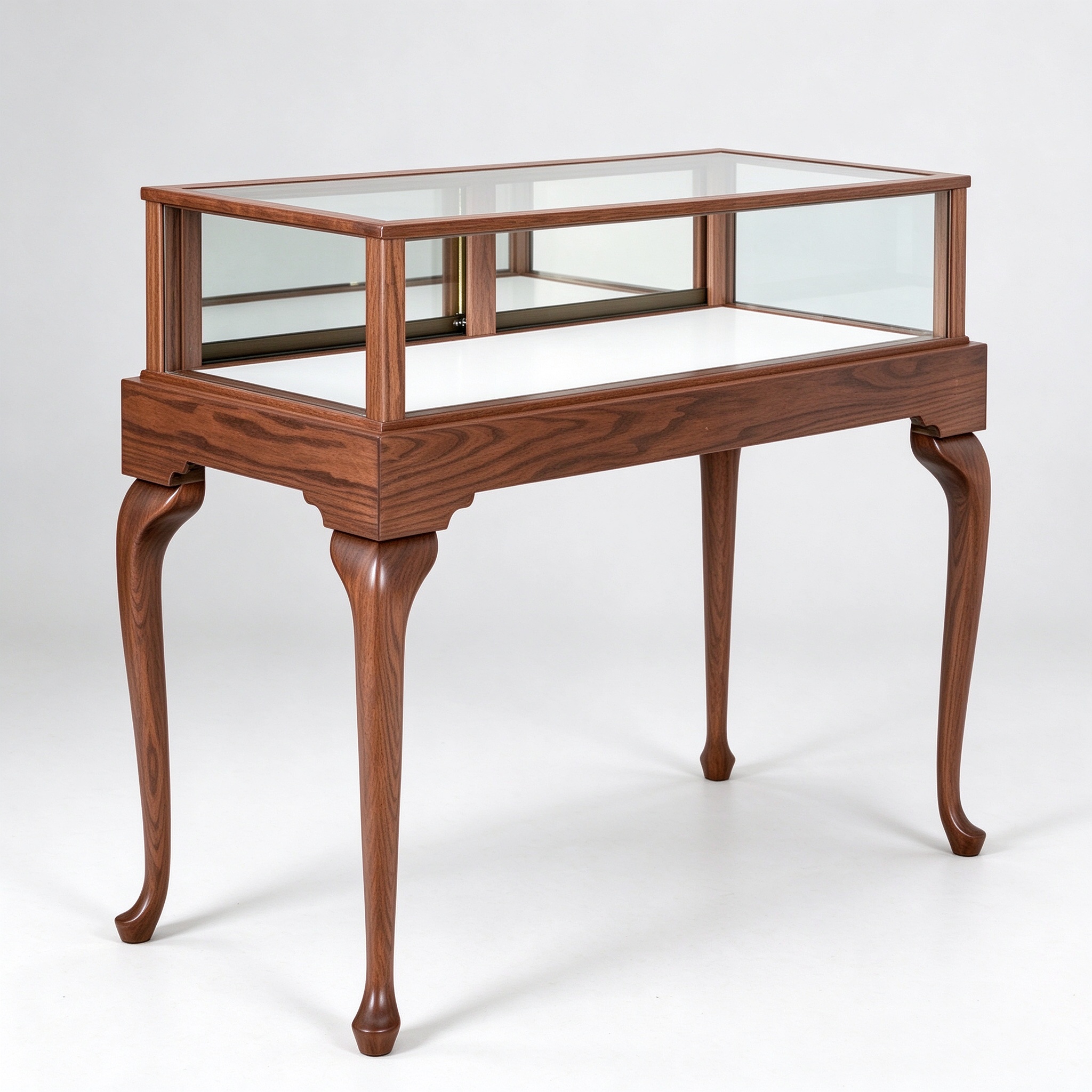 48 inch light walnut jewelry display showcase left 45 degree view