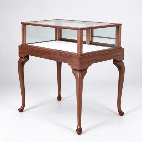 48 inch light walnut jewelry display showcase right 45 degree view