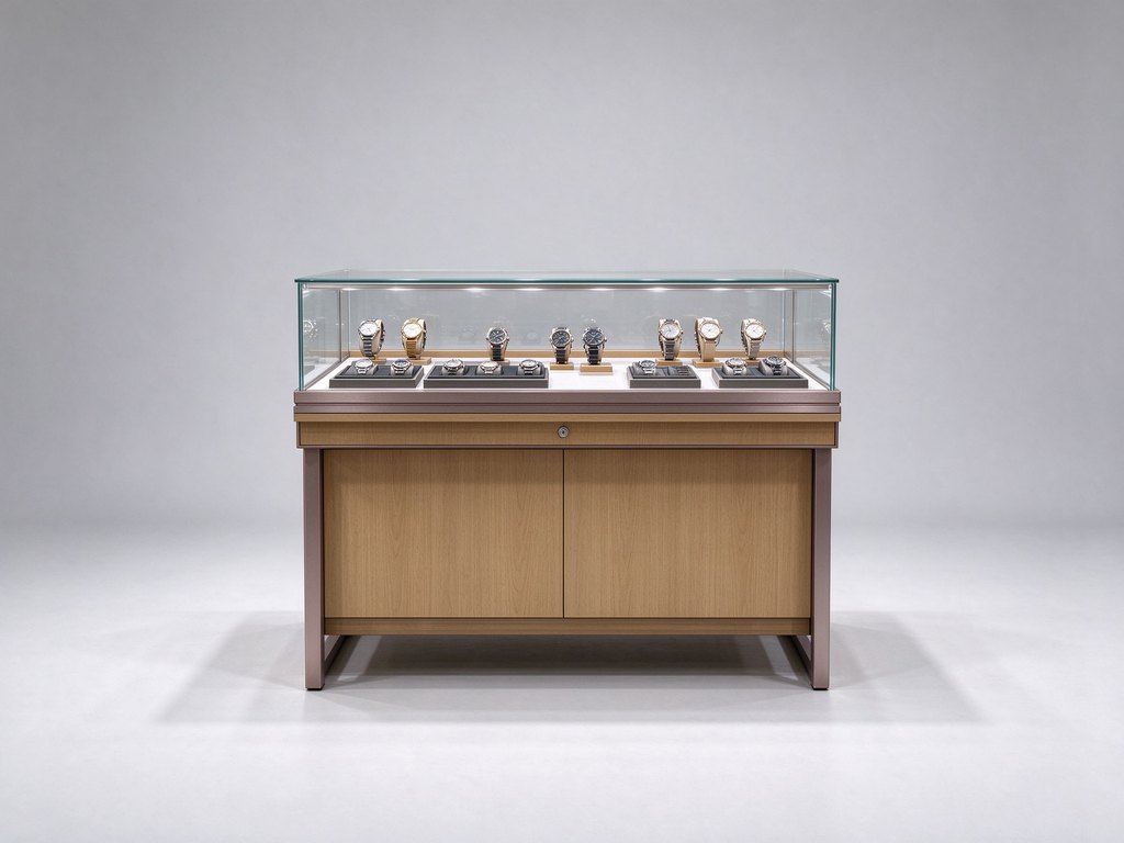 Wooden watch display counter