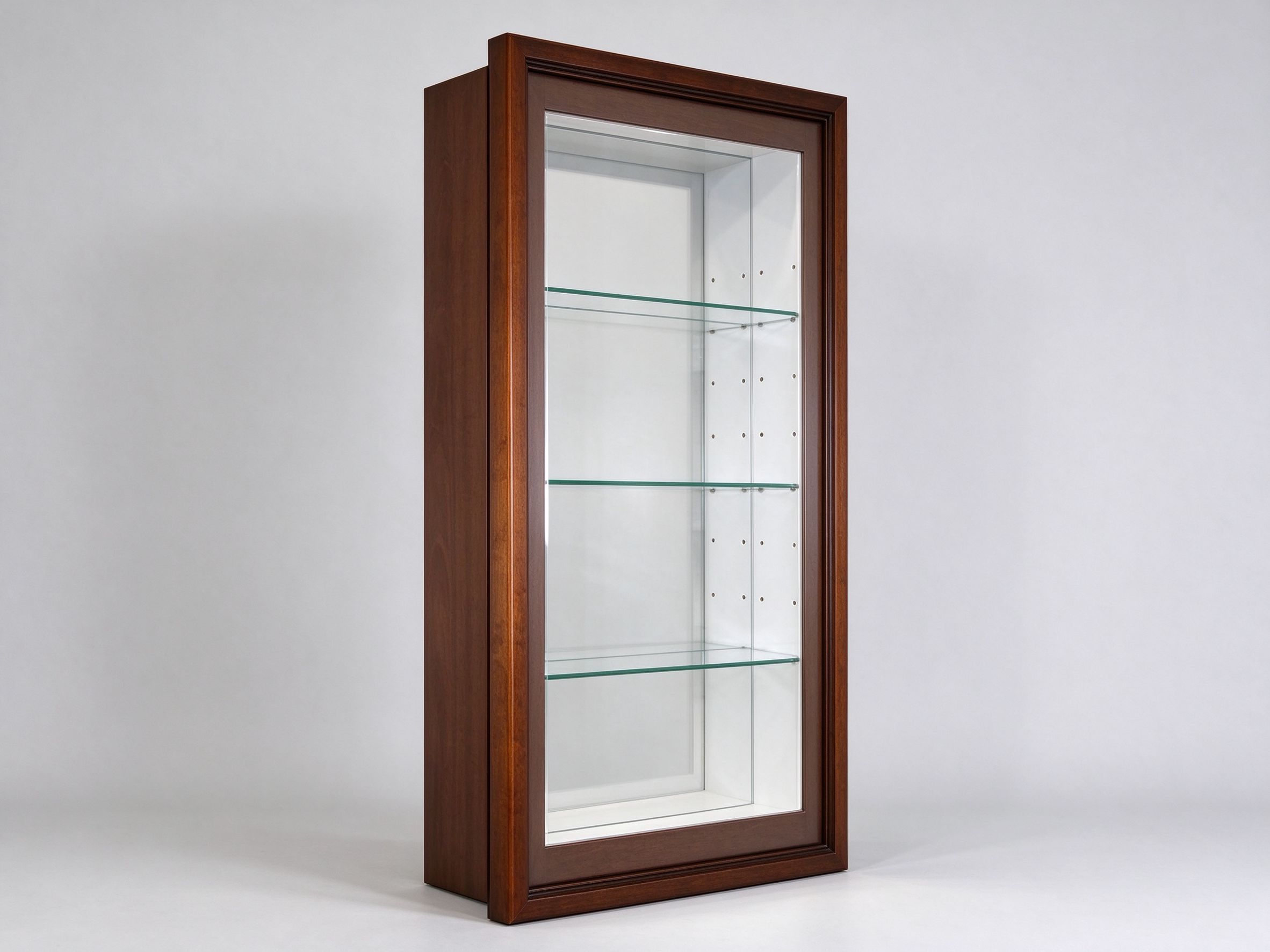 Wall mounted wood display cabinet