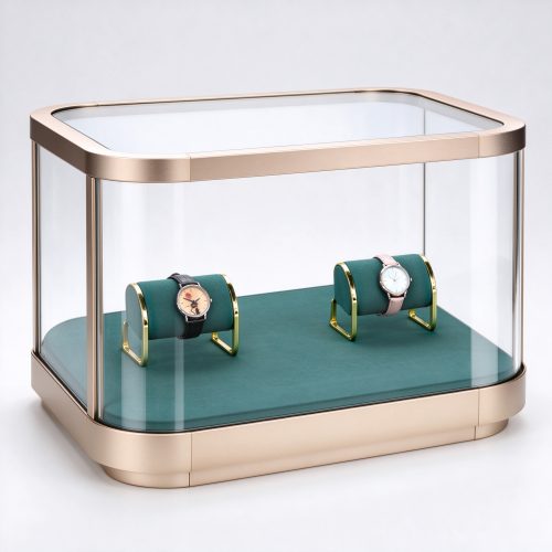 360 degree watch and jewelry display showcase left 45 degree view
