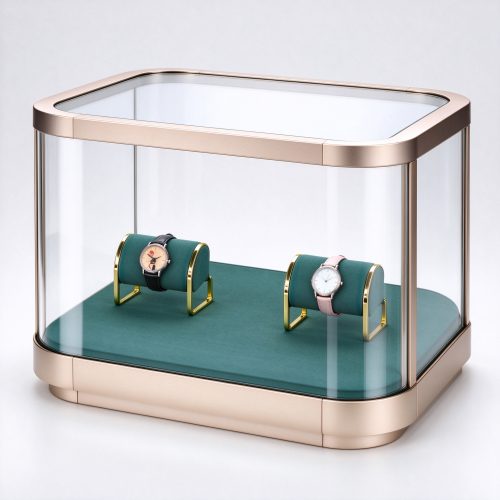 360 degree watch and jewelry display showcase right 45 degree view