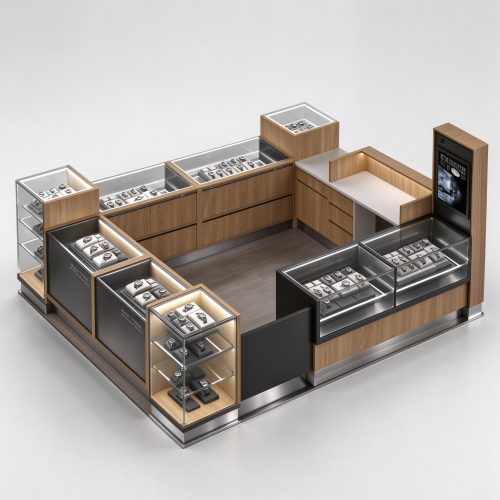 Light walnut watch kiosk