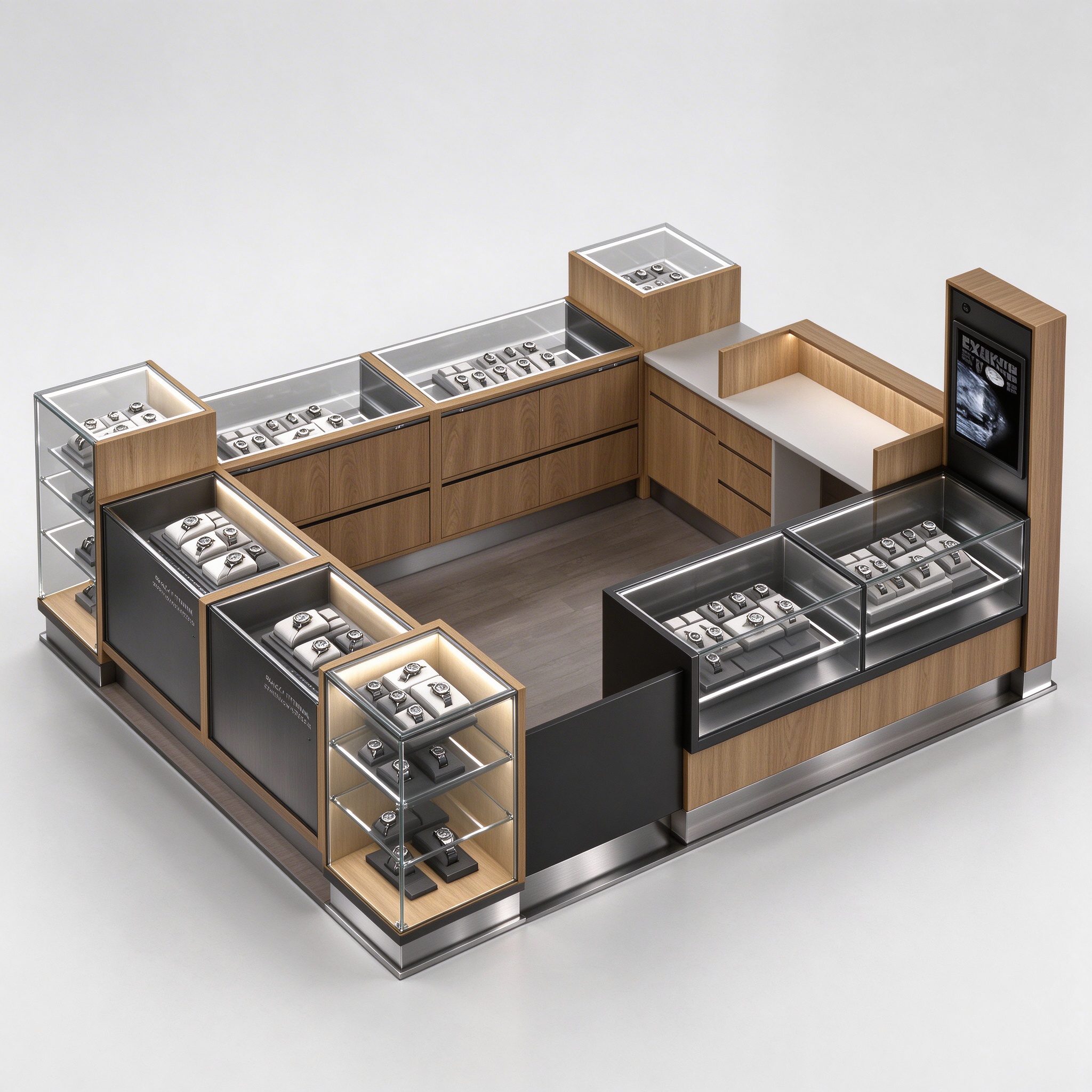 Light walnut watch kiosk