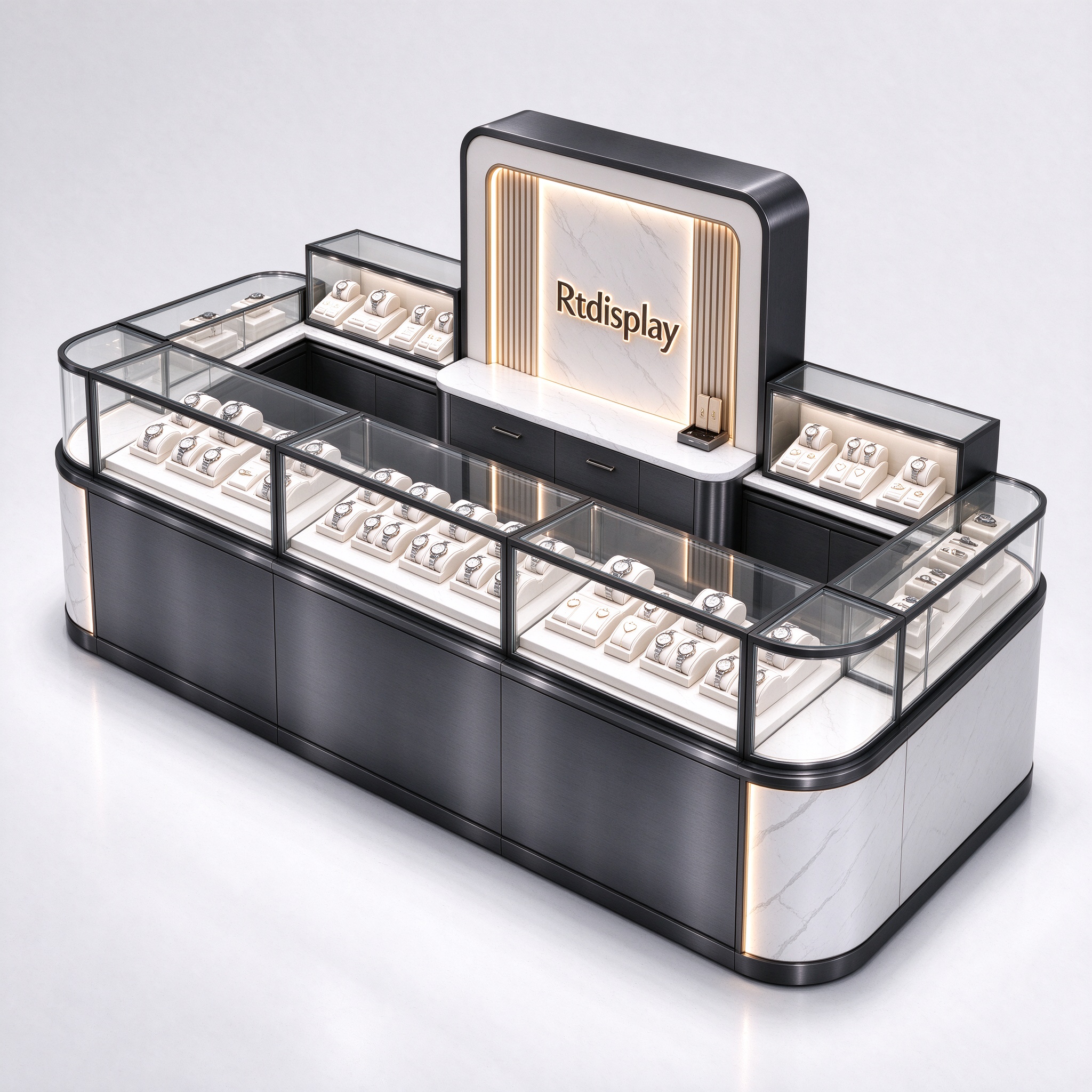 Black titanium watch kiosk