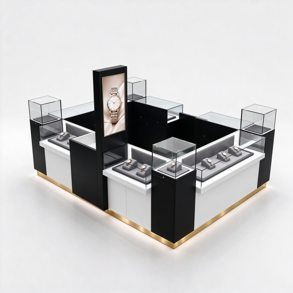 black white kiosk